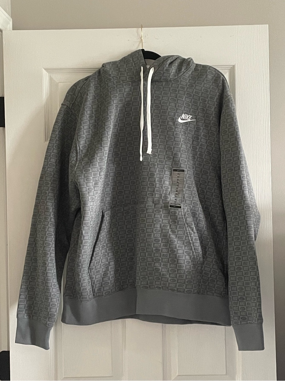 Nike Men's Gray Zip-Up Hoodie with Subtle Pattern